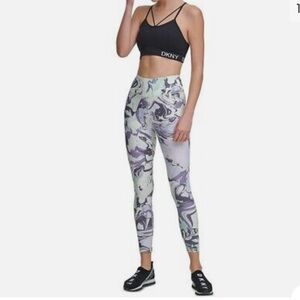 DKNY Sport Marble-Print High-Waist 15” Length Leggings, L